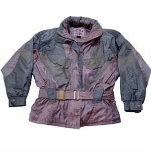 Nevica Vintage Multicolor Jacket 1980s Iridescent Purple Silver Ski Parka Coat